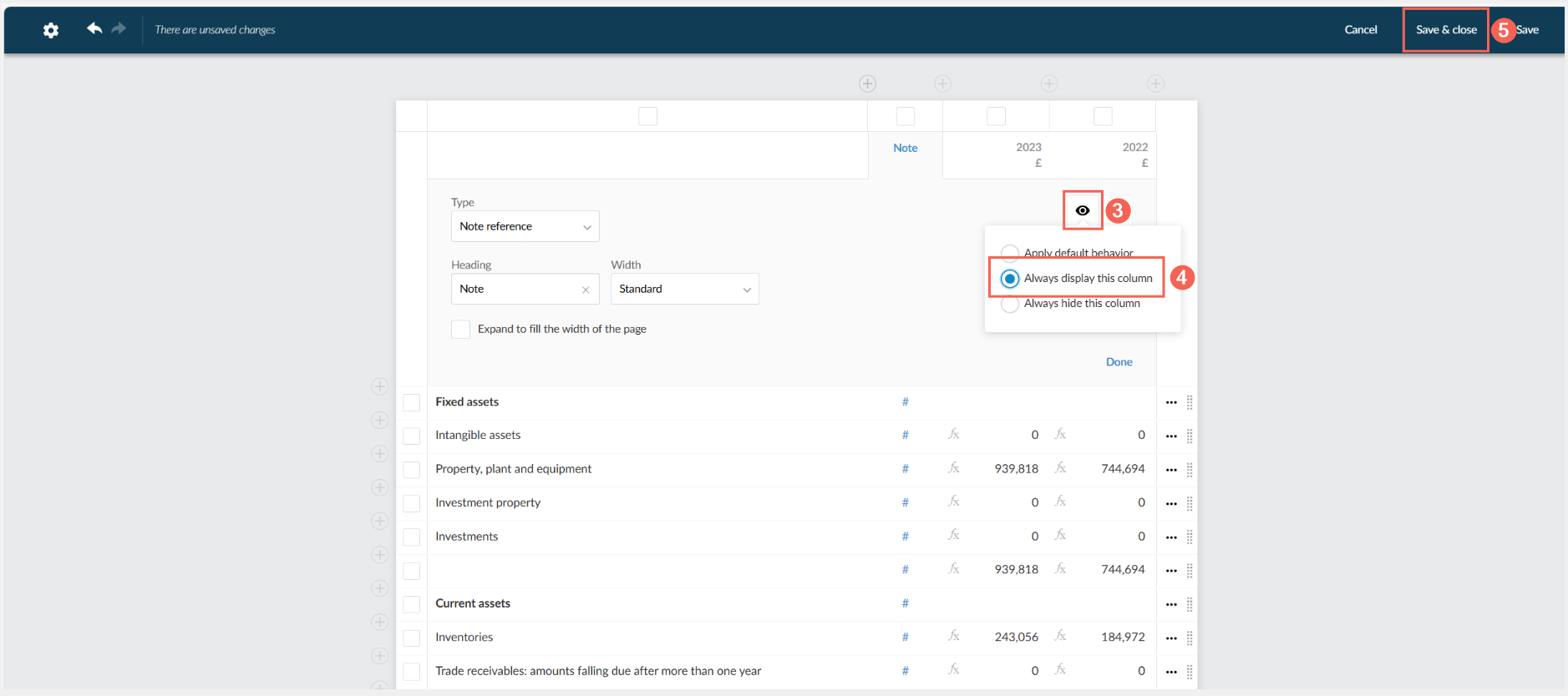 How to Show or Add the Note Reference Column
