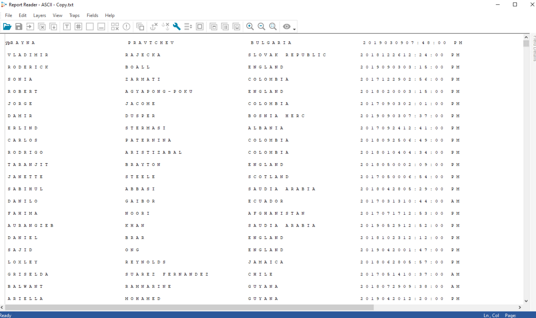 Text File Displays Extra Spacing When Imported into Report Reader
