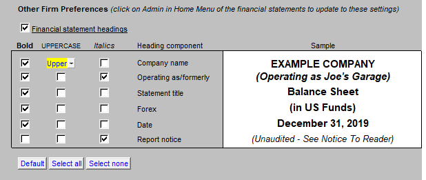 JZ057 How to enable custom formatting in the financial statement headers