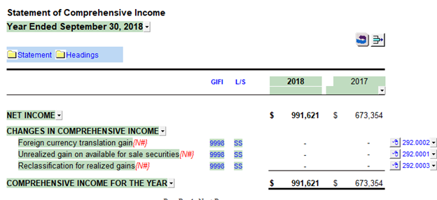 JZ012 How do I show comprehensive income in my Jazzit financial statements?
