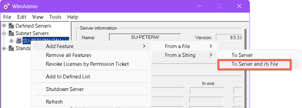 Creating a network license string