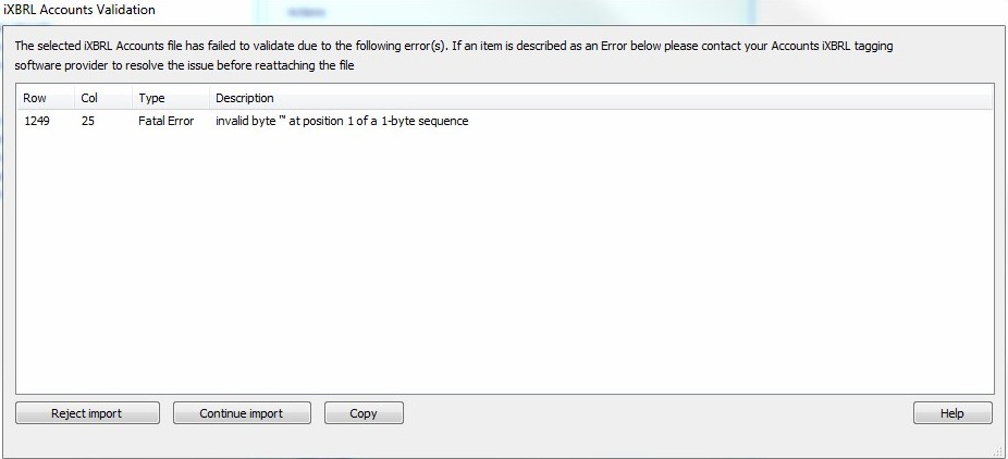 Invalid Byte Error