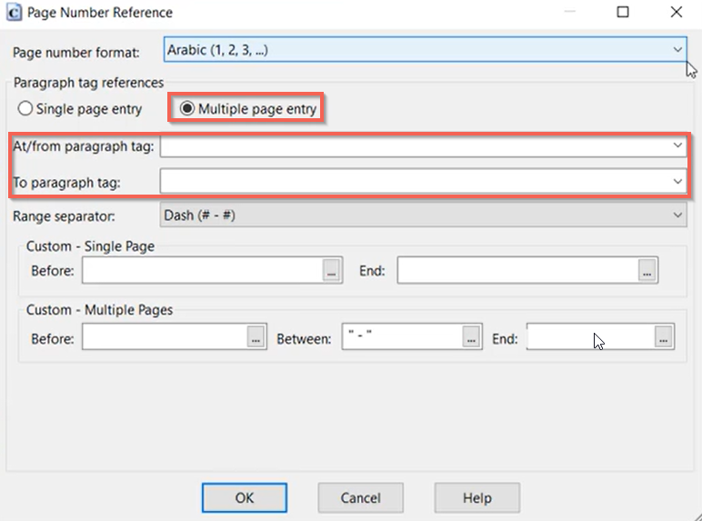 How to add page number references in a Custom Audit Report?