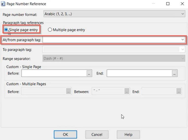 How to add page number references in a Custom Audit Report?