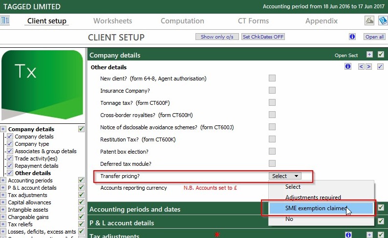 Claiming SME exemption- CT600 Box 75