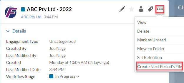 How do I Carry Forward the Engagement File?