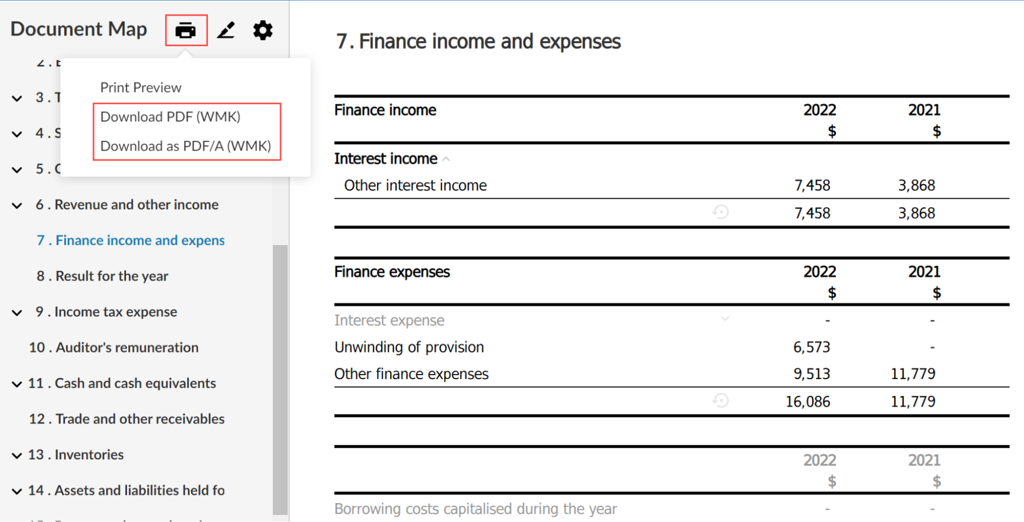 How do I Download the Financial Statements in PDF Format?