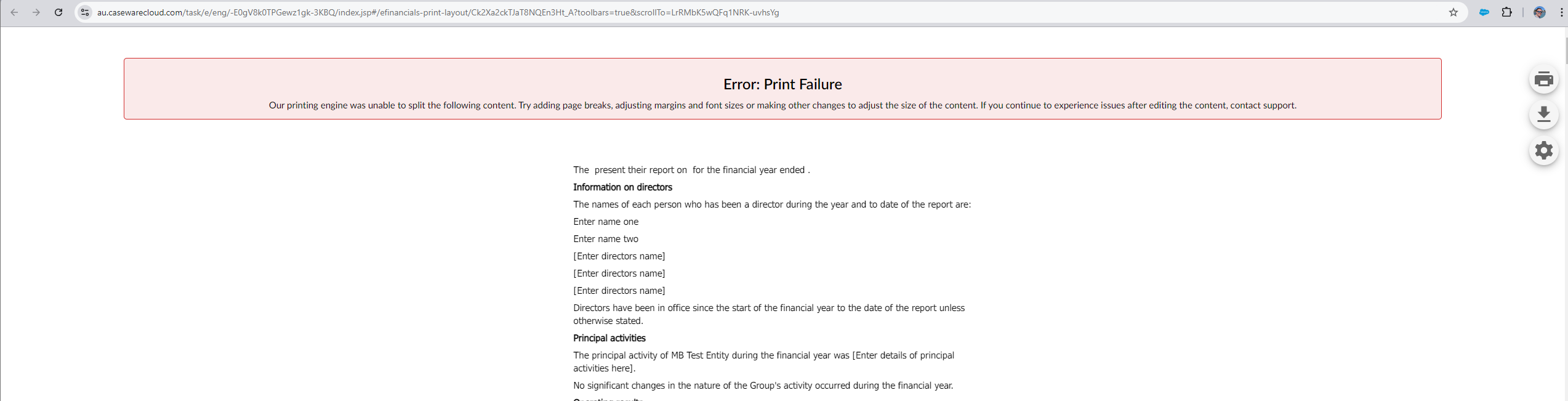 Error: Print Failure