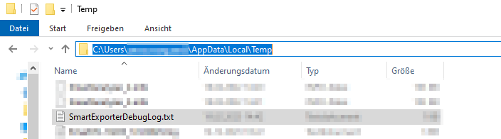SmartExporter Protokolldatei (Information)