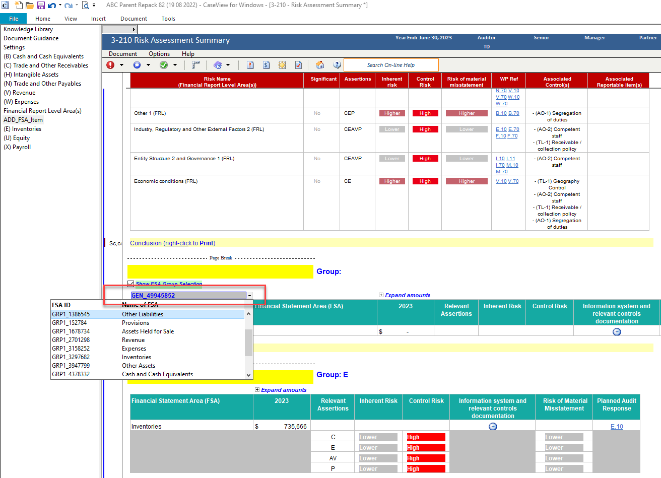 How do I use the '3-210 Risk Assessment' workpaper?