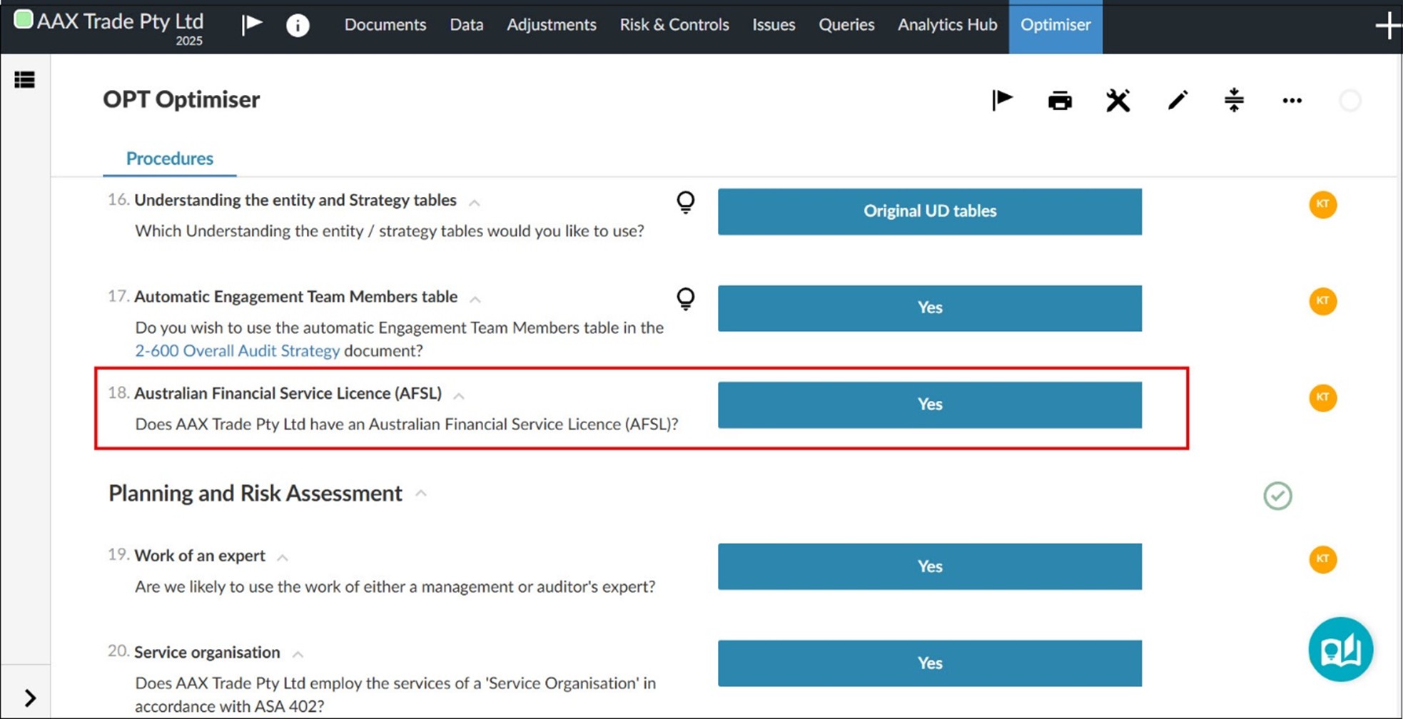 How do I setup my Agile Audit engagement to include AFSL workpapers?