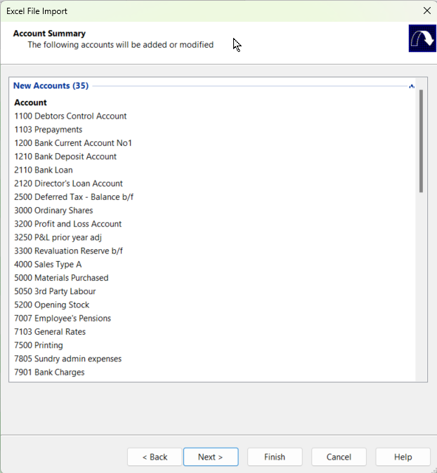 Importing a Trial Balance from Excel/ASCII